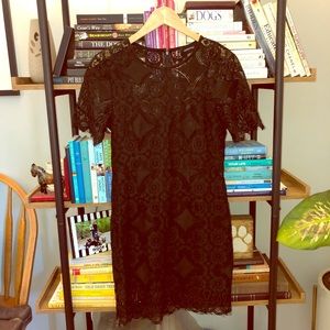 Mink Pink Black Lace Overlay with attached Slip